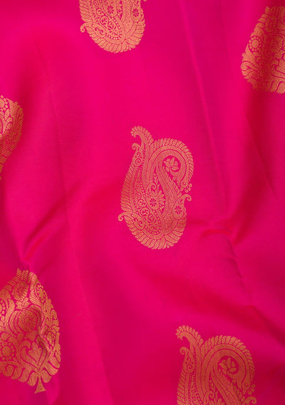 Rani Pink Zariwork Pure Silk Saree-Koskii