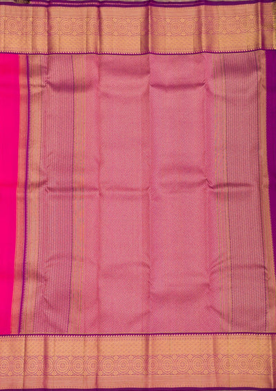Rani Pink Zariwork Pure Silk Saree-Koskii