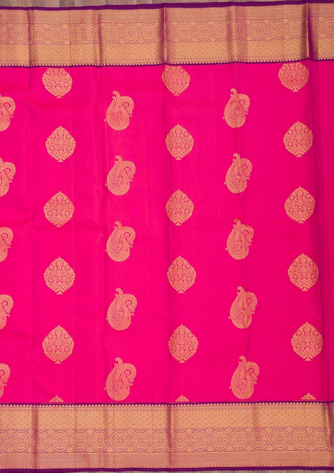 Rani Pink Zariwork Pure Silk Saree-Koskii