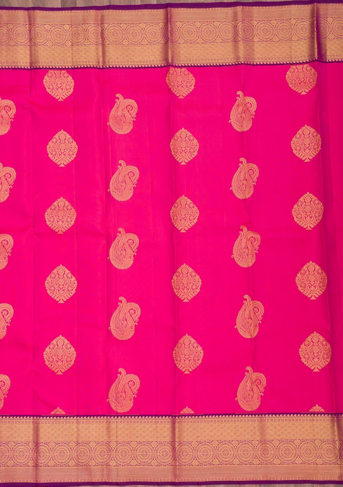 Rani Pink Zariwork Pure Silk Saree-Koskii