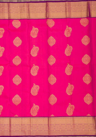 Rani Pink Zariwork Pure Silk Saree-Koskii