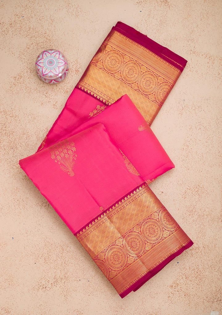 Rani Pink Zariwork Pure Silk Saree-Koskii