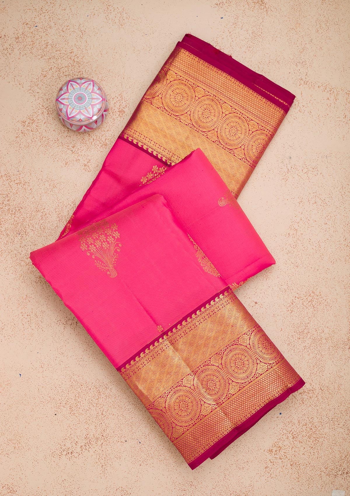 Rani Pink Zariwork Pure Silk Saree-Koskii