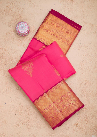 Rani Pink Zariwork Pure Silk Saree-Koskii