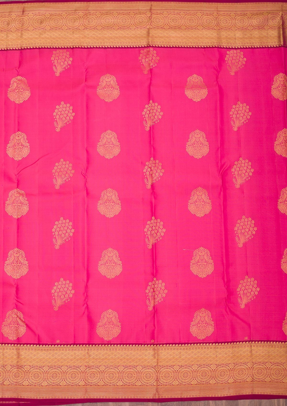 Rani Pink Zariwork Pure Silk Saree-Koskii