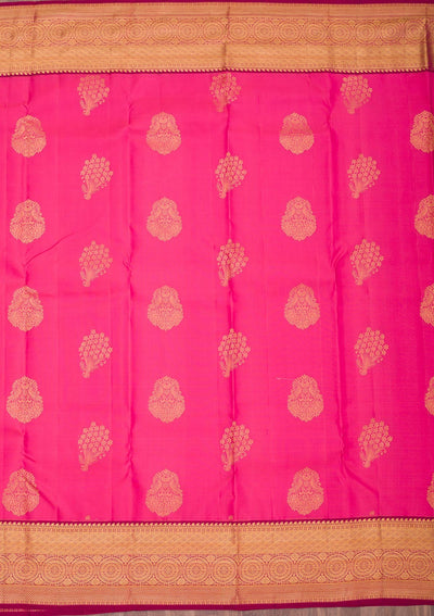 Rani Pink Zariwork Pure Silk Saree-Koskii