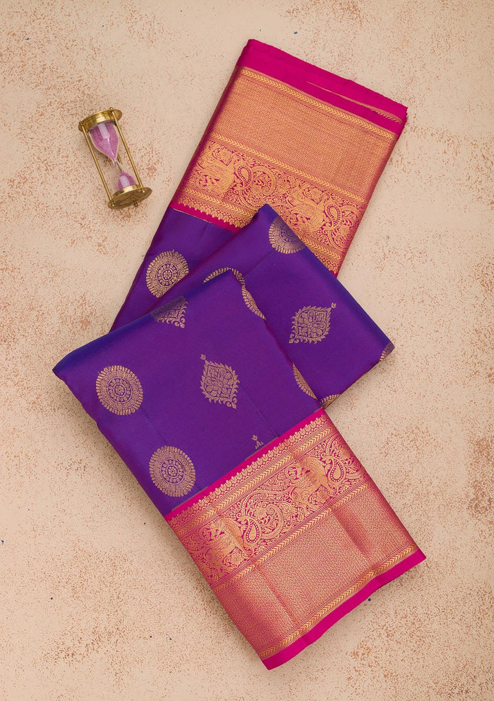 Royal Blue Zariwork Pure Silk Saree-Koskii
