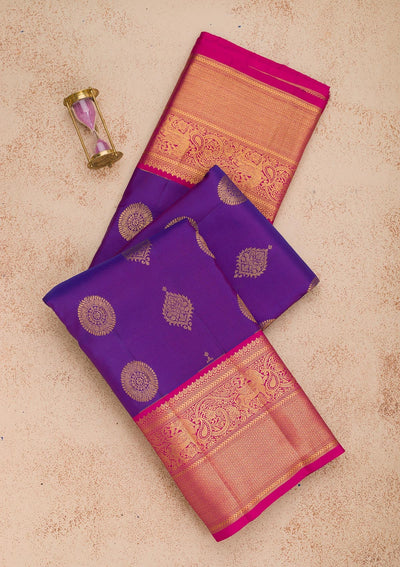 Royal Blue Zariwork Pure Silk Saree-Koskii