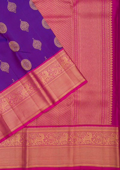 Royal Blue Zariwork Pure Silk Saree-Koskii