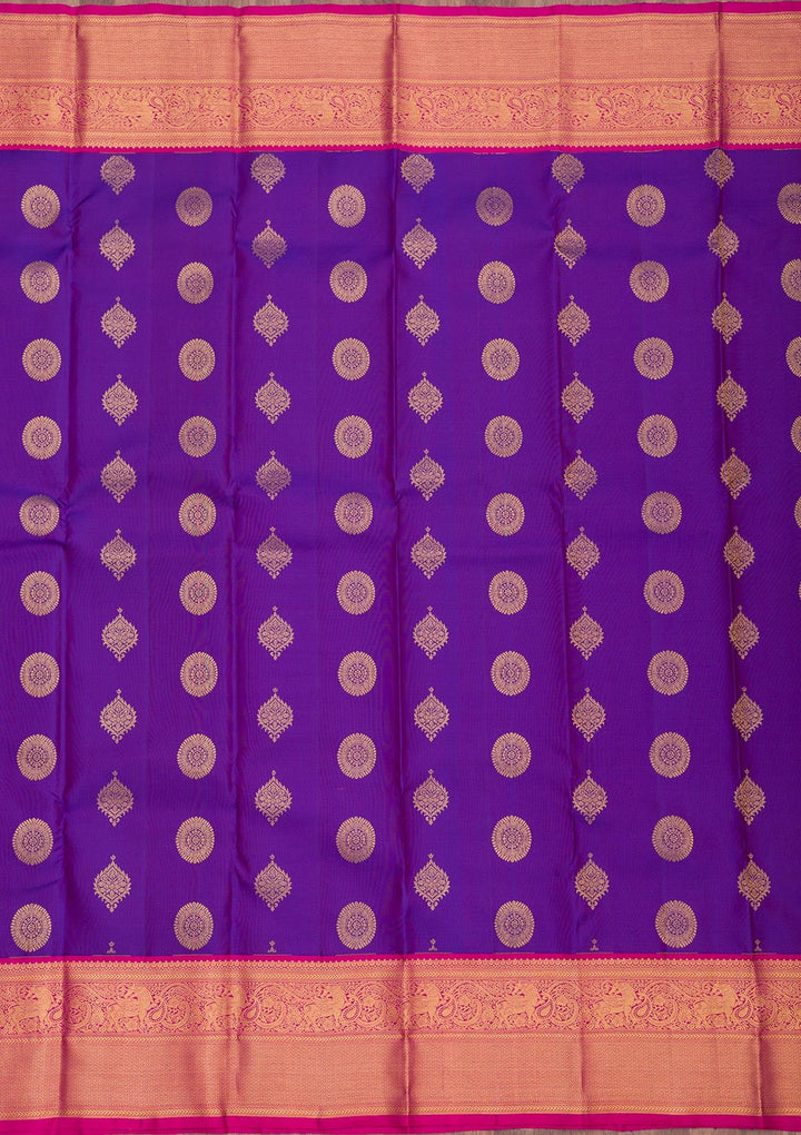 Royal Blue Zariwork Pure Silk Saree-Koskii