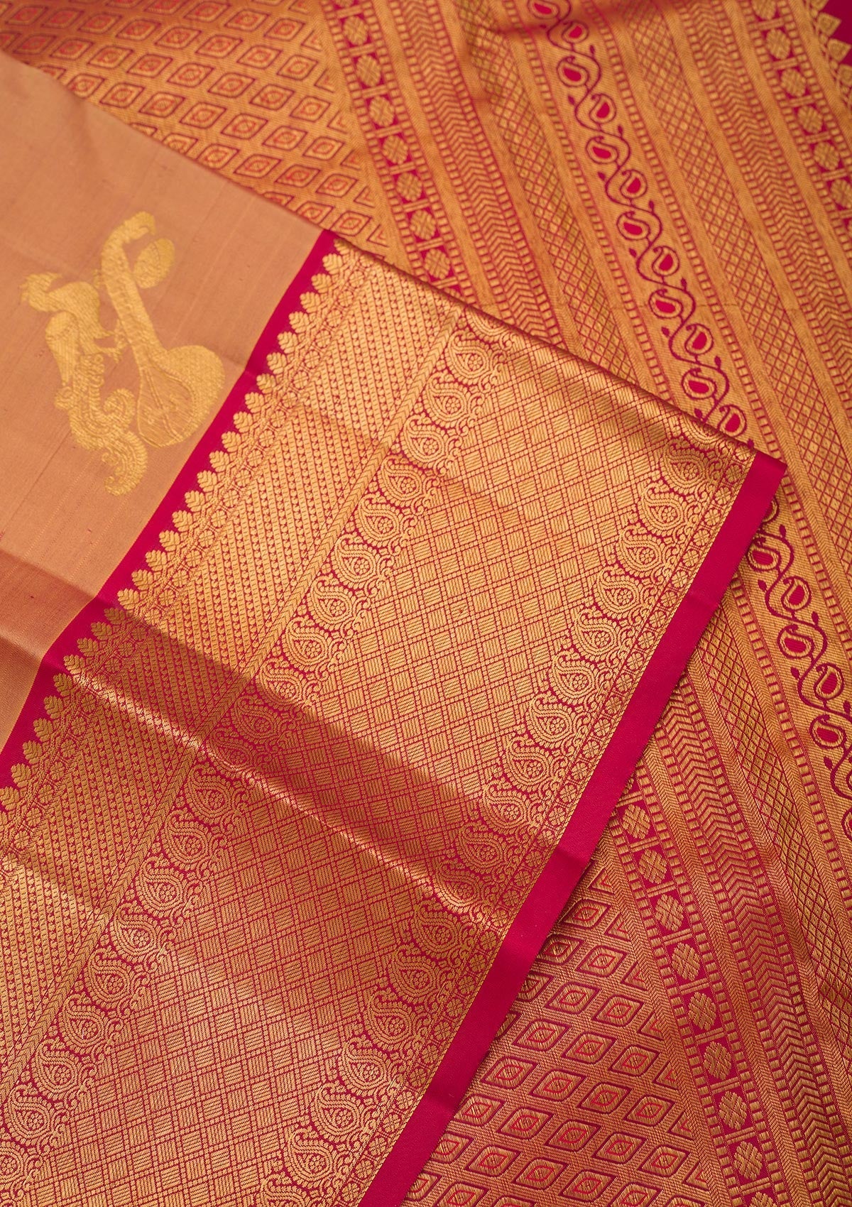 Gold Zariwork Pure Silk Saree-Koskii