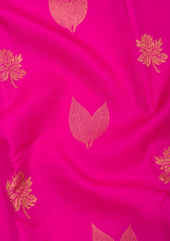 Rani Pink Zariwork Pure Silk Saree-Koskii