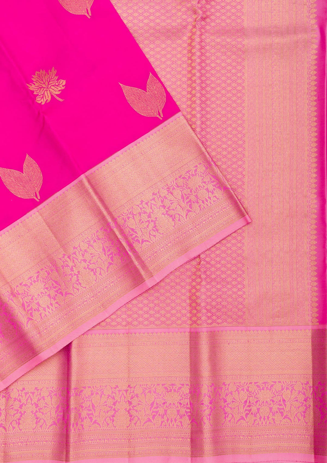 Rani Pink Zariwork Pure Silk Saree-Koskii