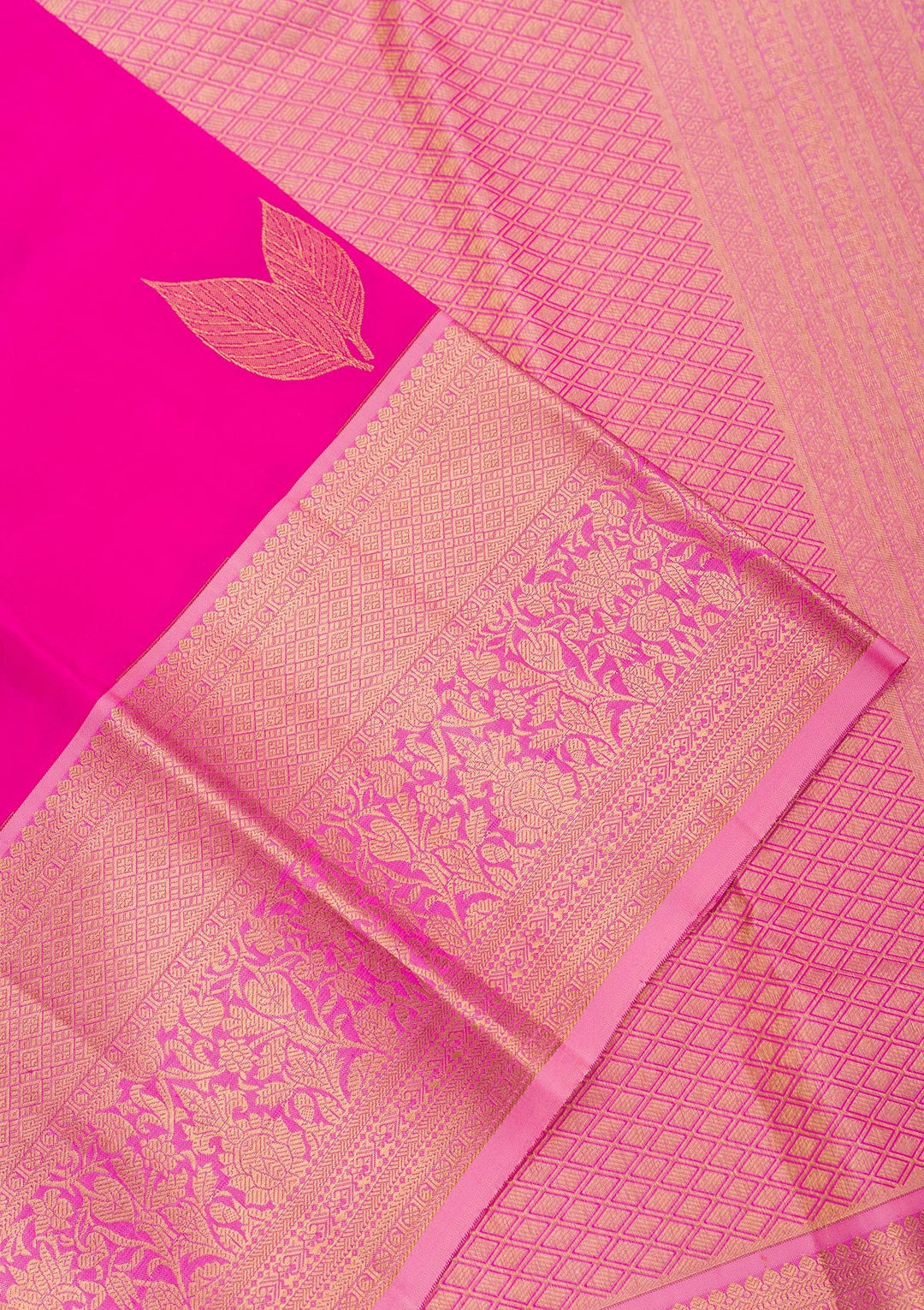 Rani Pink Zariwork Pure Silk Saree-Koskii
