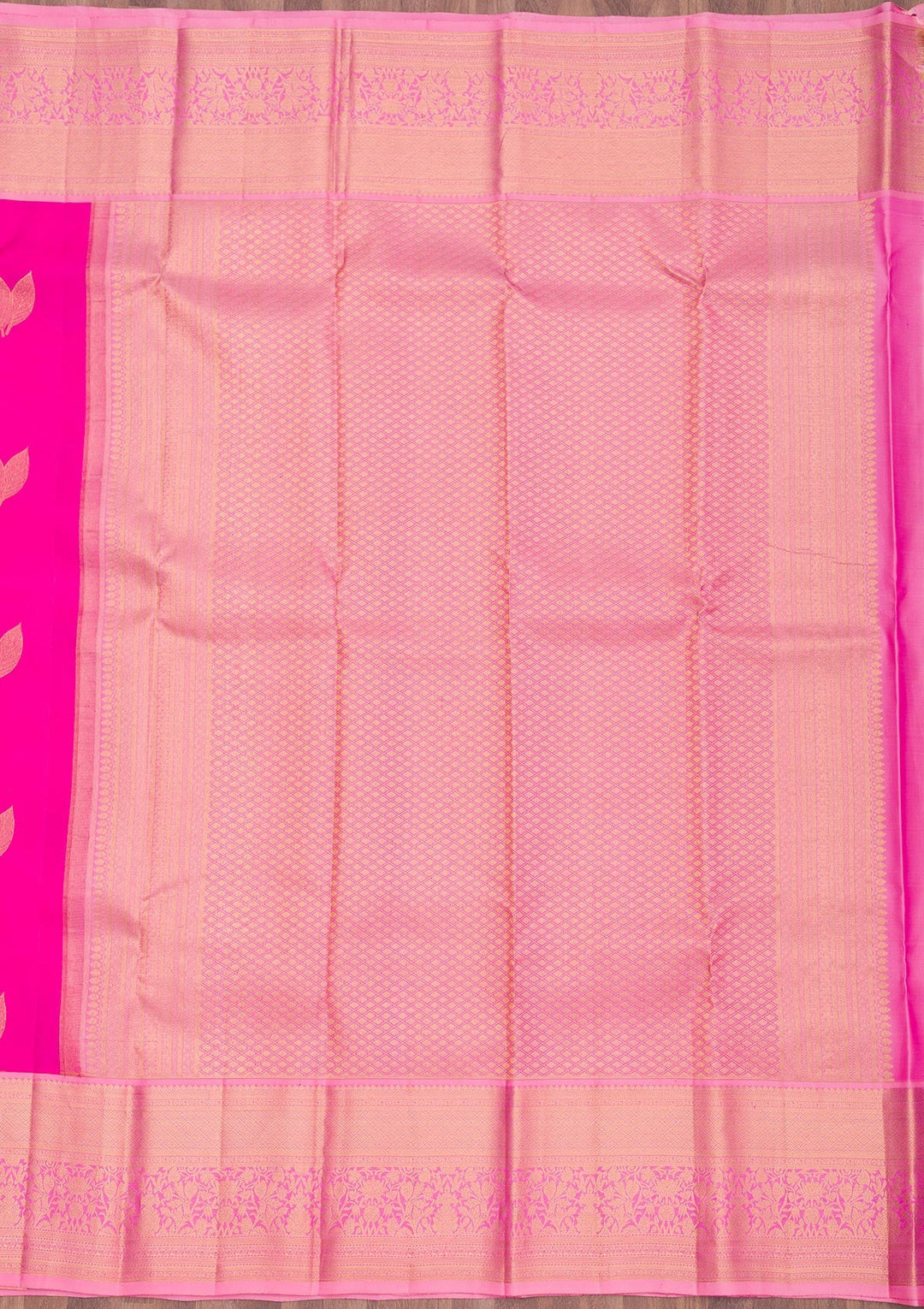 Rani Pink Zariwork Pure Silk Saree-Koskii