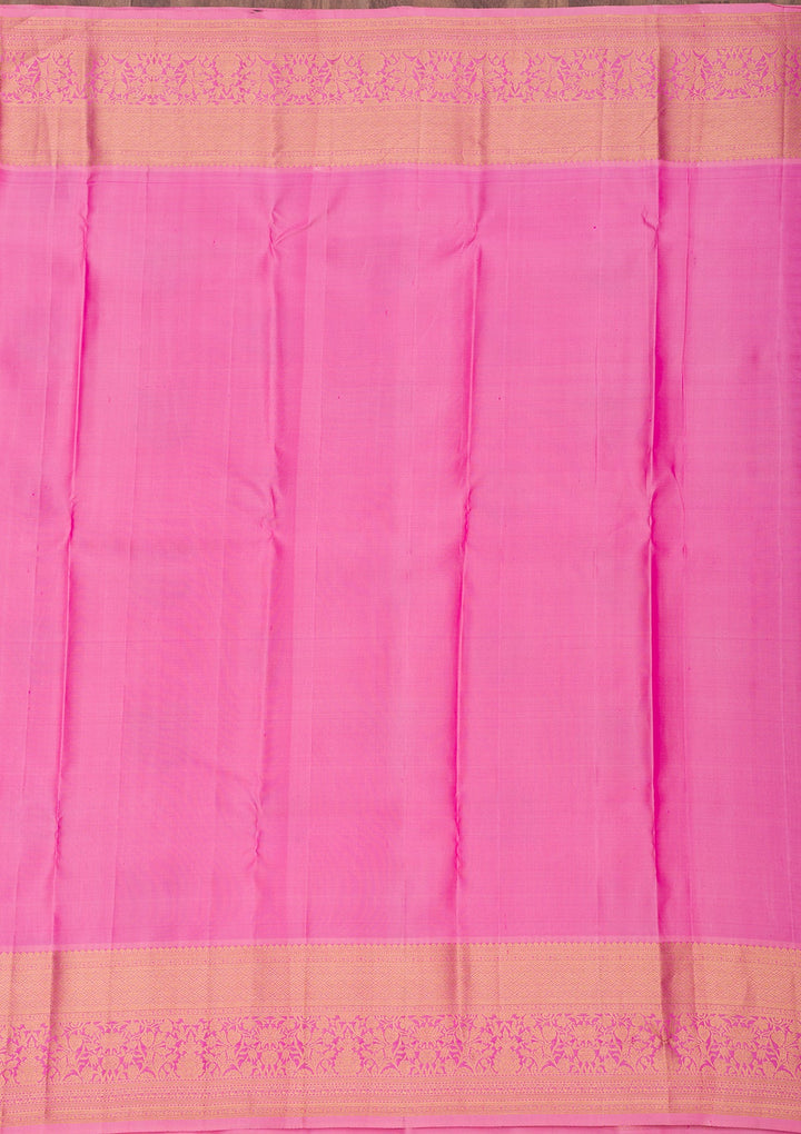 Rani Pink Zariwork Pure Silk Saree-Koskii