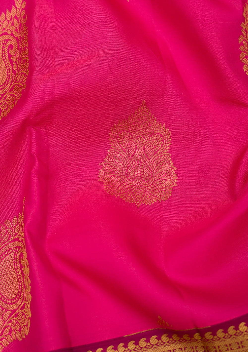 Rani Pink Zariwork Pure Silk Saree-Koskii
