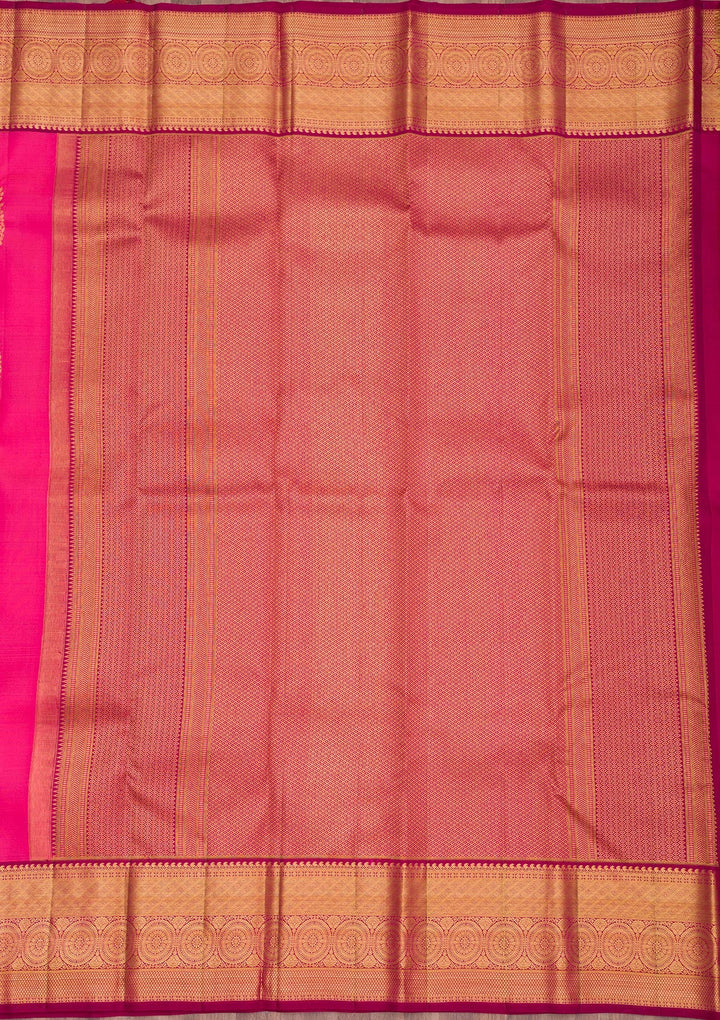 Rani Pink Zariwork Pure Silk Saree-Koskii