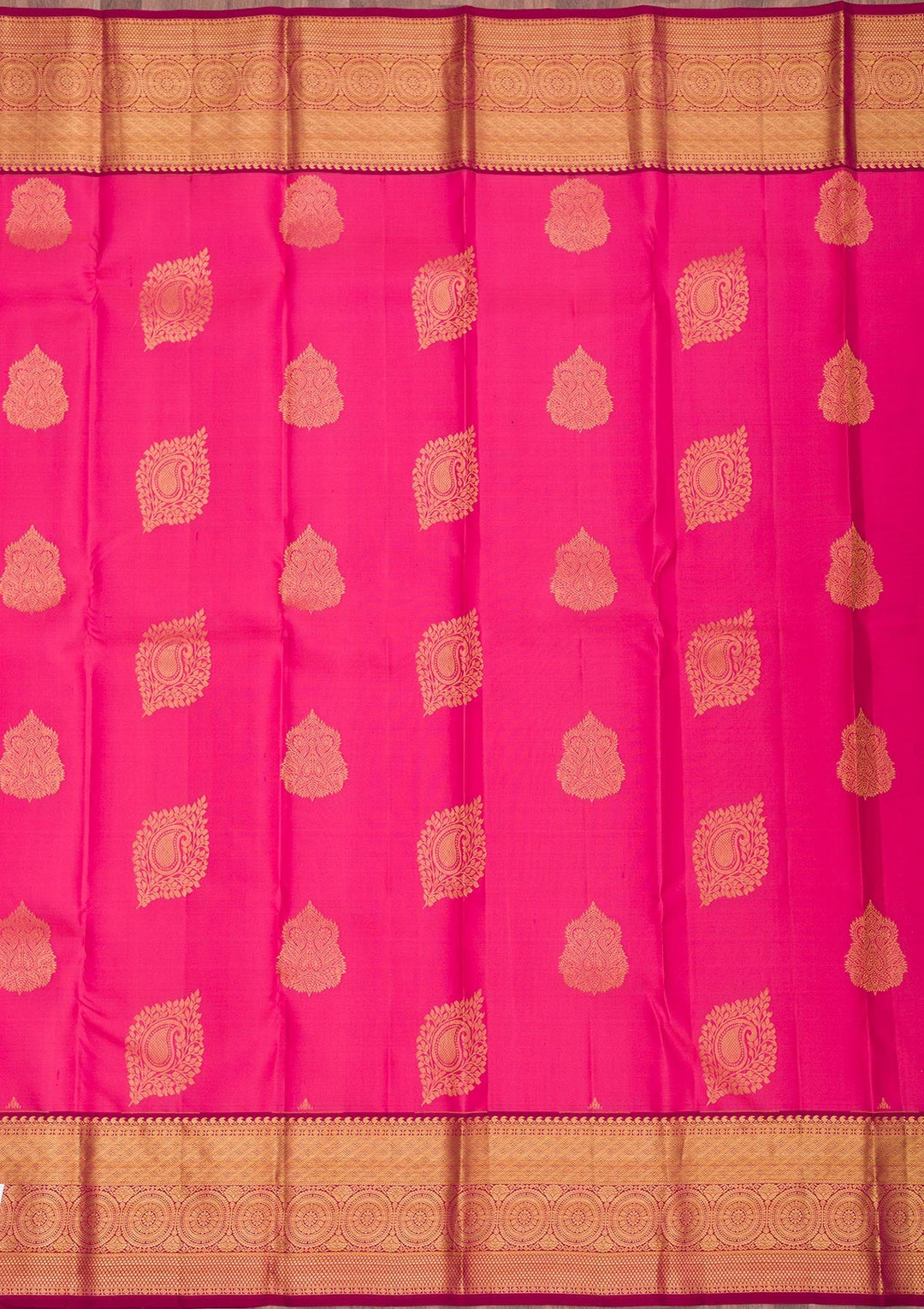 Rani Pink Zariwork Pure Silk Saree-Koskii