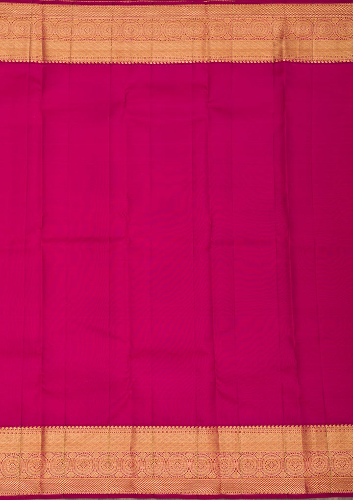 Rani Pink Zariwork Pure Silk Saree-Koskii