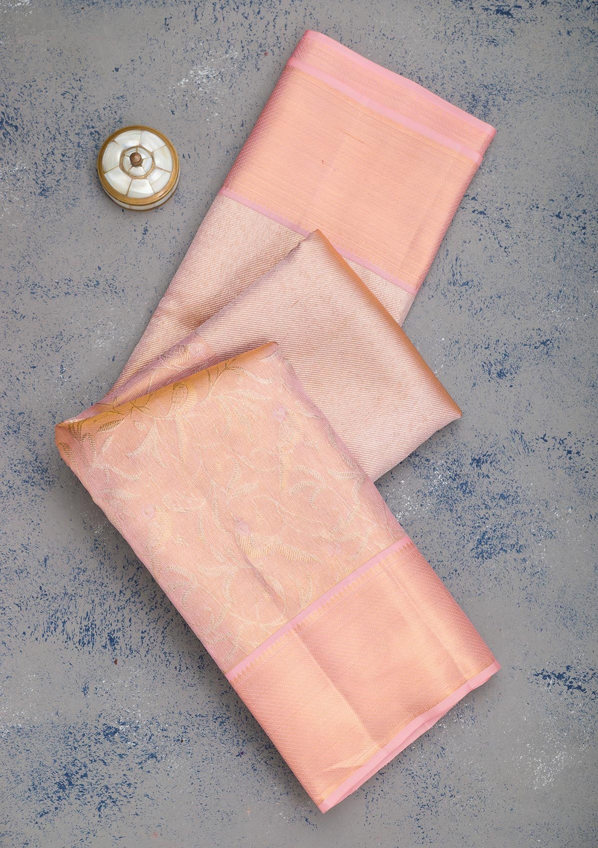 Baby Pink Zariwork Pure Silk Saree-Koskii