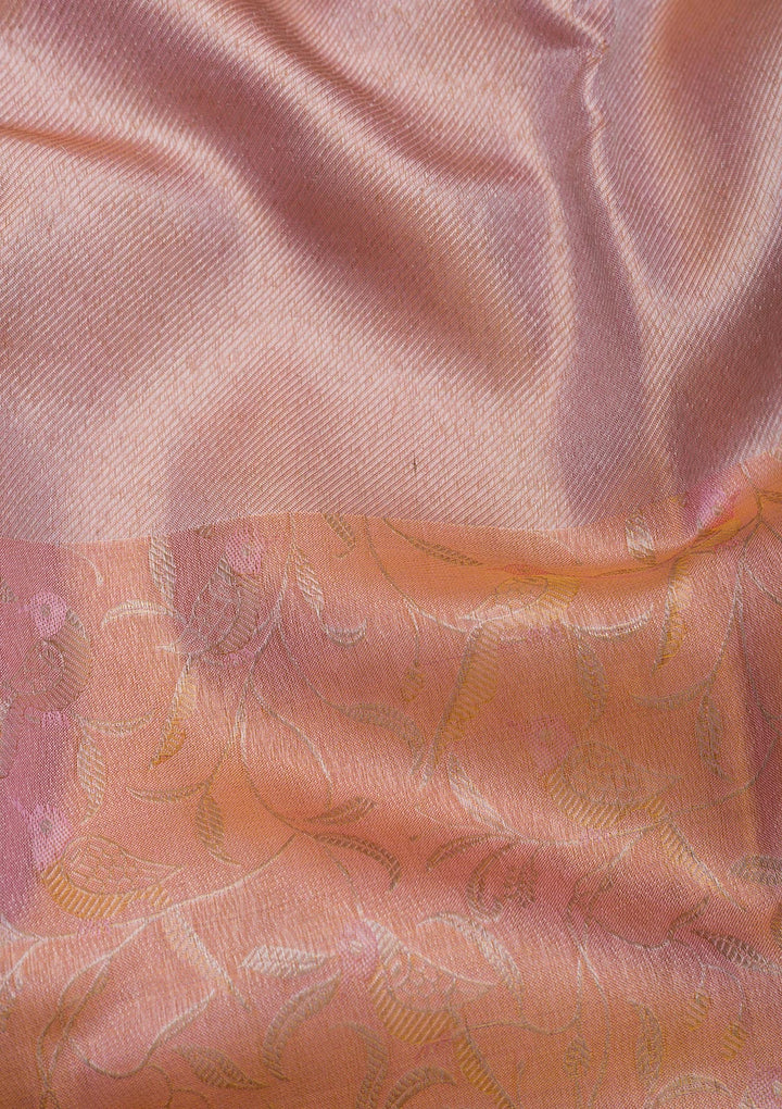 Baby Pink Zariwork Pure Silk Saree-Koskii