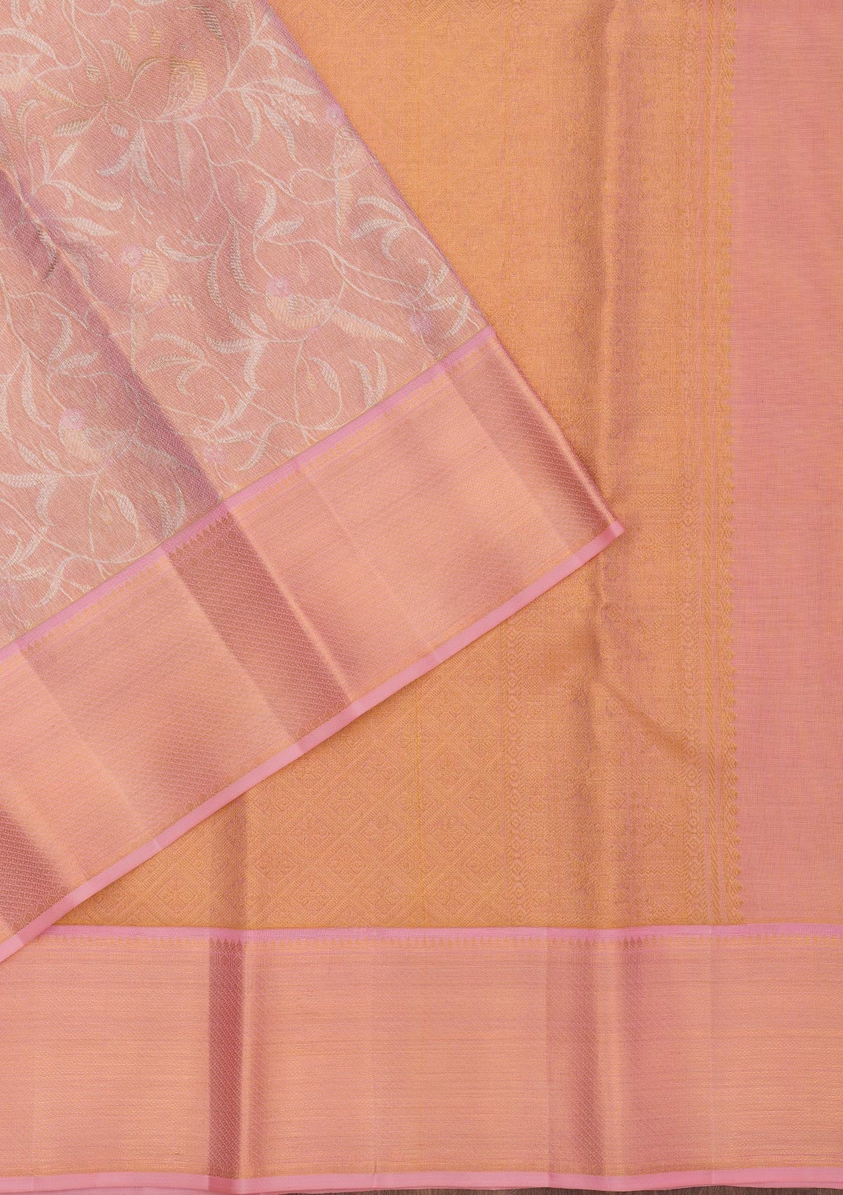 Baby Pink Zariwork Pure Silk Saree-Koskii