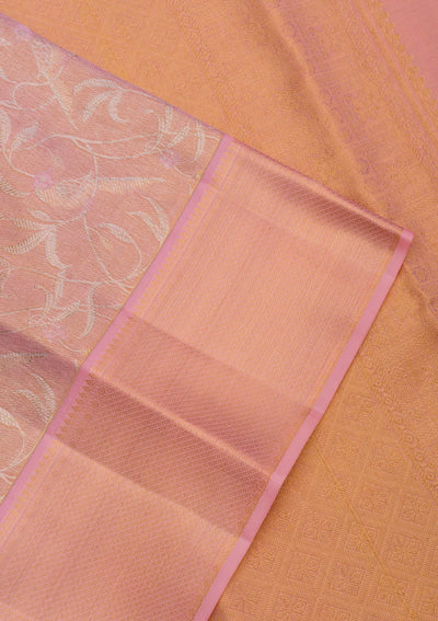 Baby Pink Zariwork Pure Silk Saree-Koskii