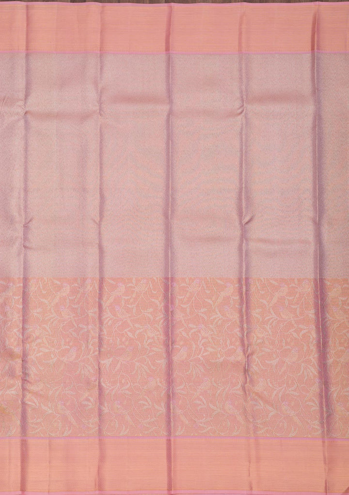 Baby Pink Zariwork Pure Silk Saree-Koskii