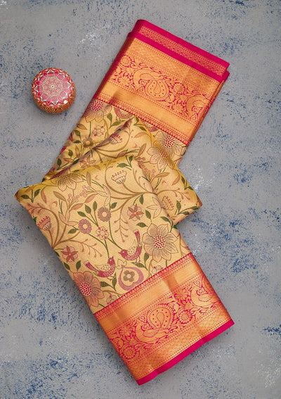 Gold Zariwork Pure Silk Saree-Koskii