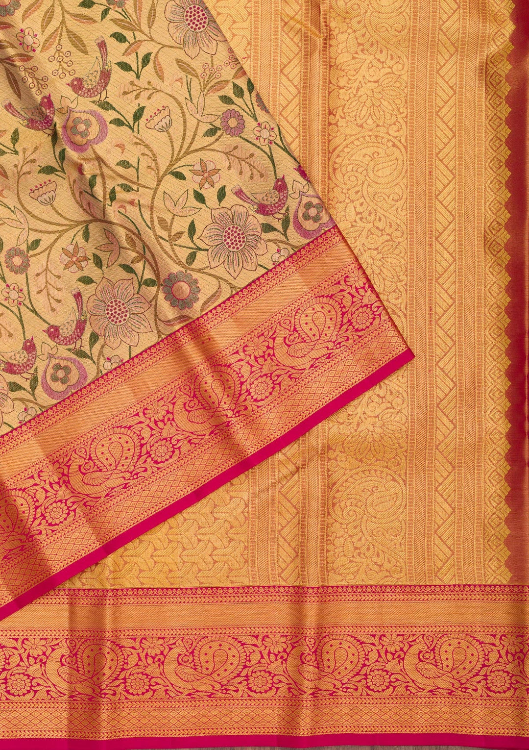 Gold Zariwork Pure Silk Saree-Koskii