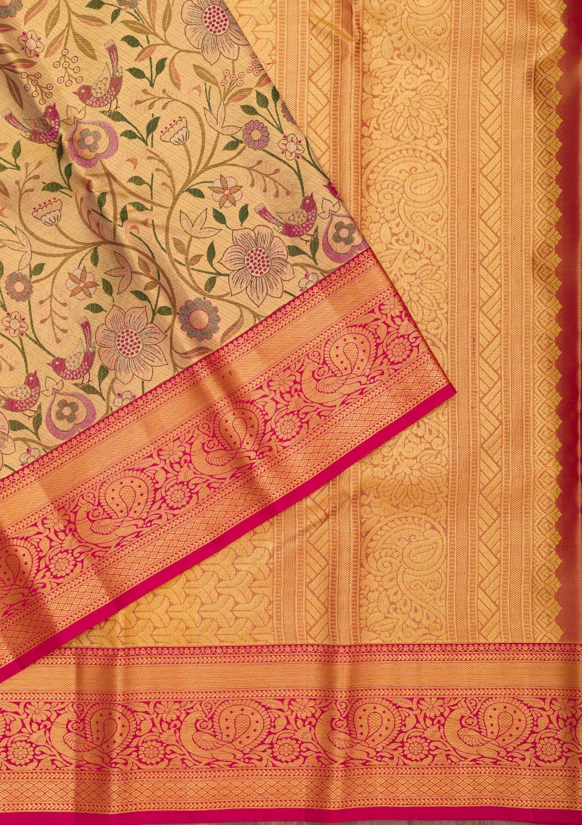 Gold Zariwork Pure Silk Saree-Koskii