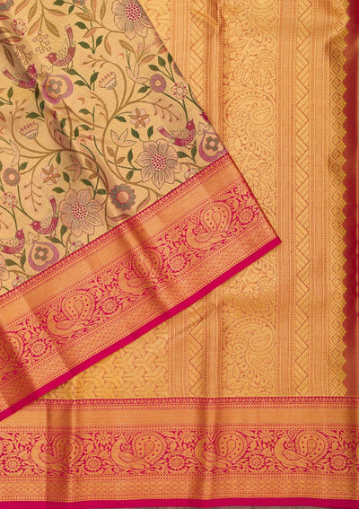 Gold Zariwork Pure Silk Saree-Koskii