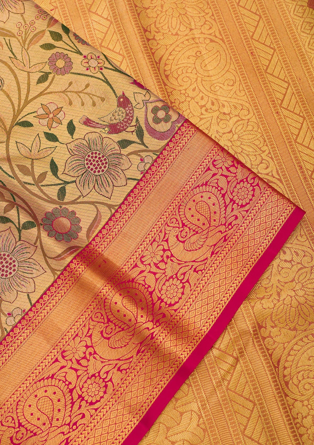 Gold Zariwork Pure Silk Saree-Koskii
