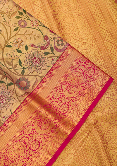 Gold Zariwork Pure Silk Saree-Koskii