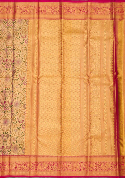 Gold Zariwork Pure Silk Saree-Koskii