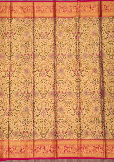 Gold Zariwork Pure Silk Saree-Koskii