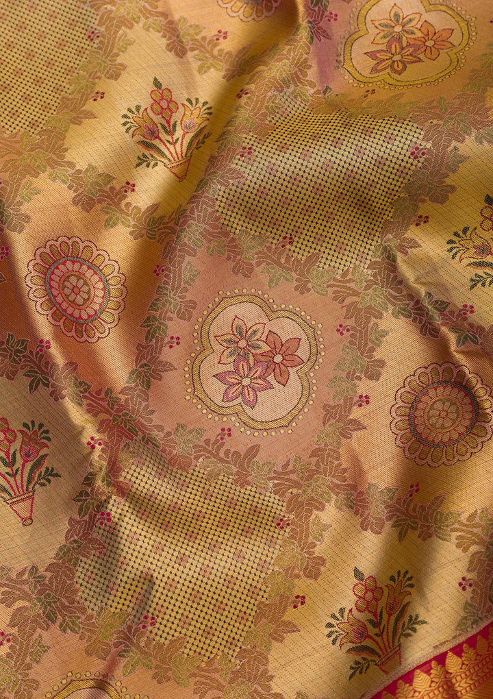 Gold Zariwork Pure Silk Saree-Koskii
