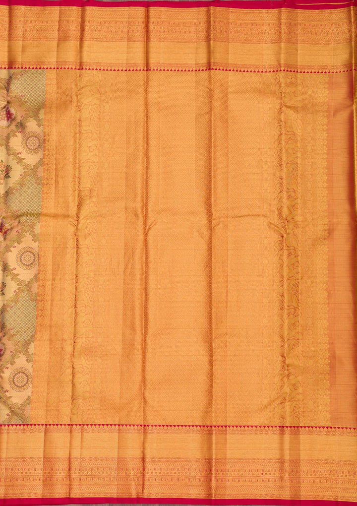 Gold Zariwork Pure Silk Saree-Koskii