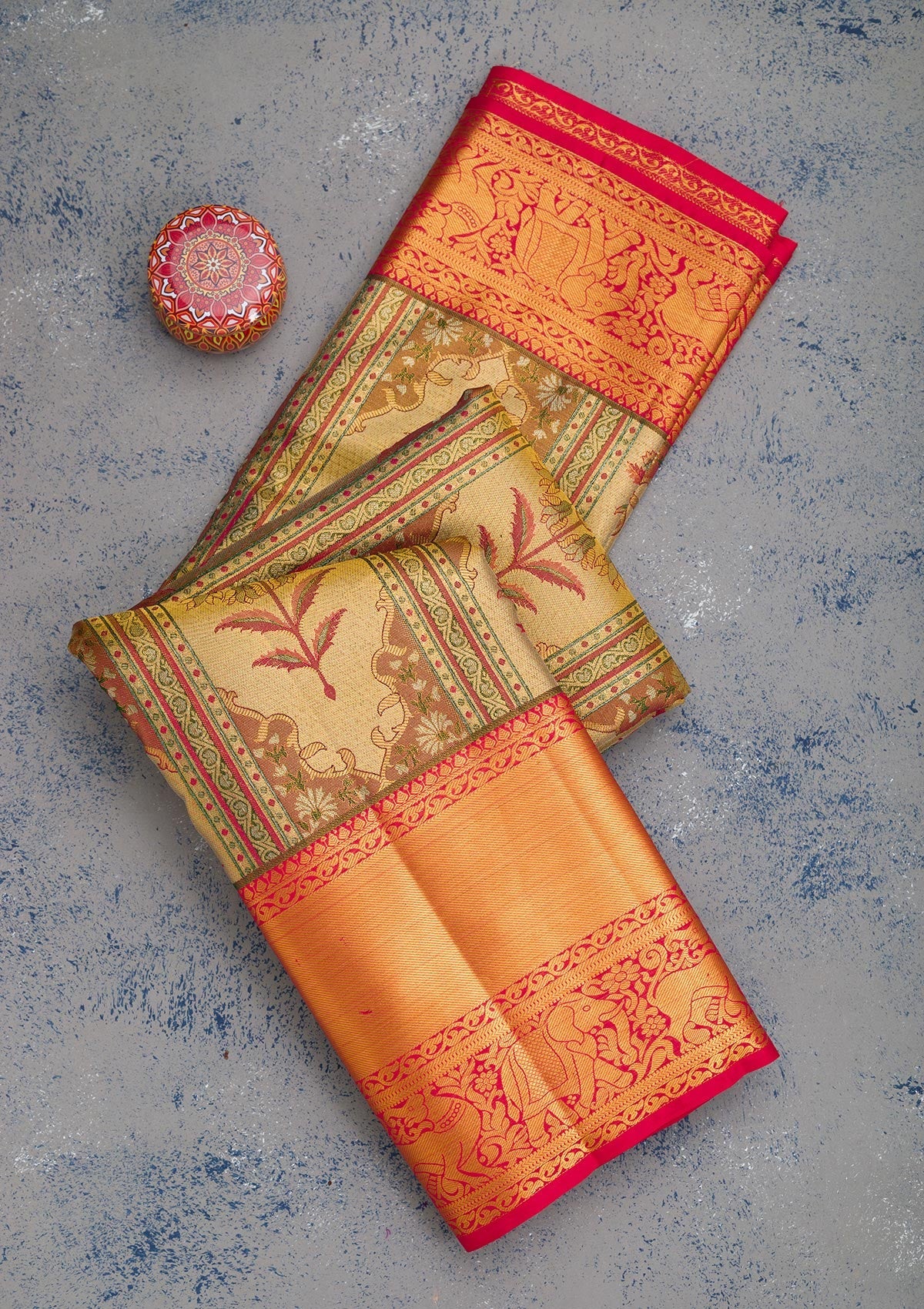 Gold Zariwork Pure Silk Saree-Koskii