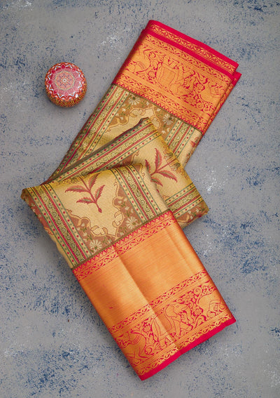 Gold Zariwork Pure Silk Saree-Koskii