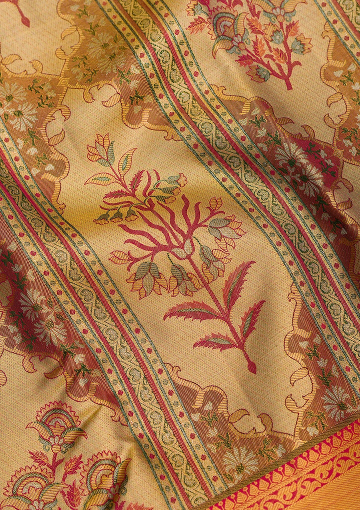 Gold Zariwork Pure Silk Saree-Koskii
