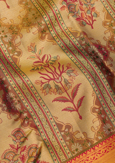 Gold Zariwork Pure Silk Saree-Koskii