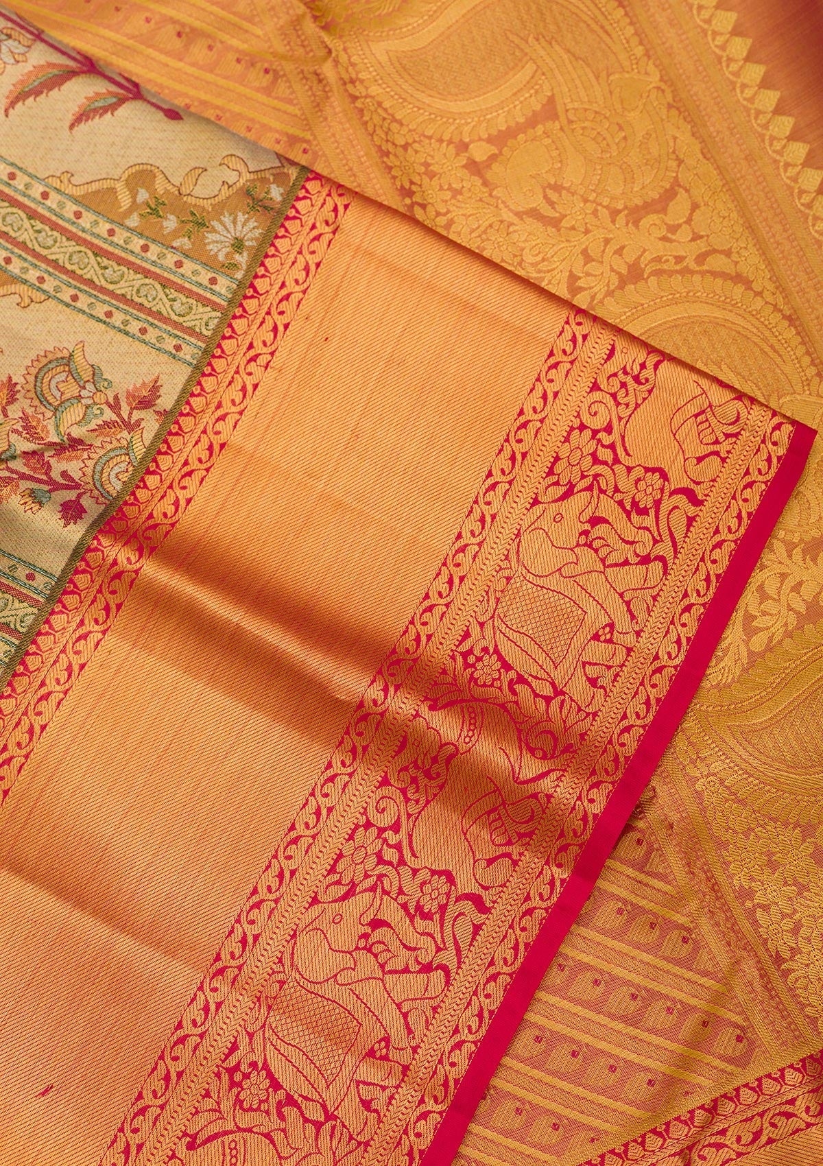 Gold Zariwork Pure Silk Saree-Koskii