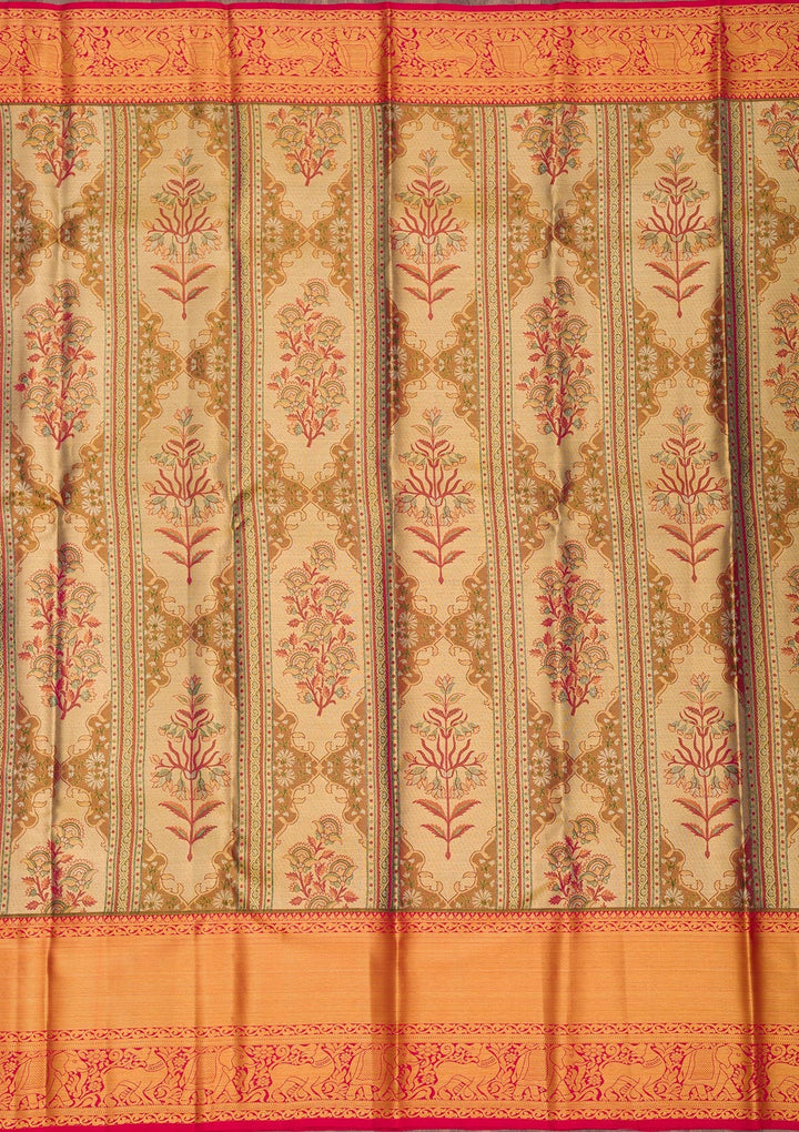 Gold Zariwork Pure Silk Saree-Koskii
