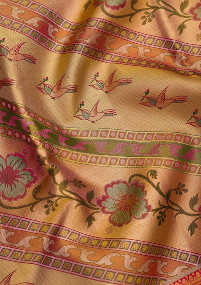 Gold Zariwork Pure Silk Saree-Koskii