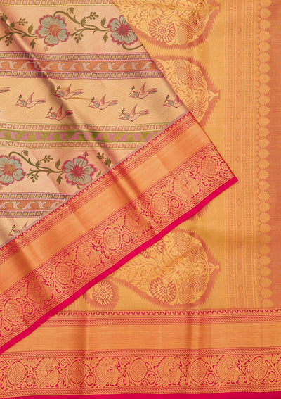 Gold Zariwork Pure Silk Saree-Koskii
