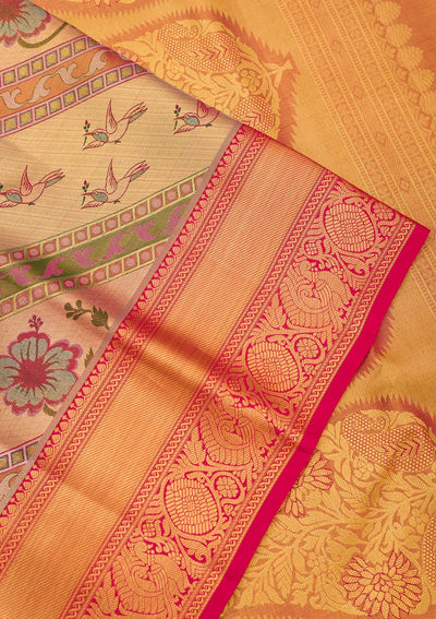 Gold Zariwork Pure Silk Saree-Koskii