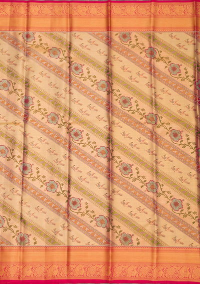Gold Zariwork Pure Silk Saree-Koskii