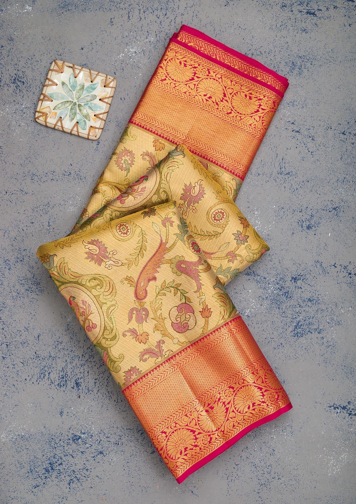Gold Zariwork Pure Silk Saree-Koskii